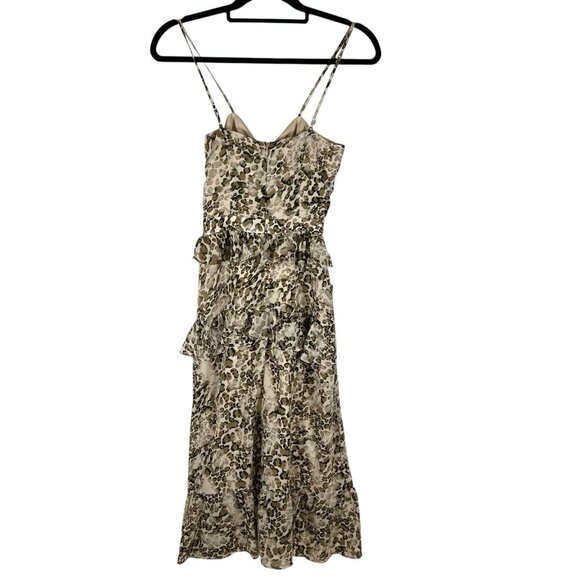 Bardot NWT Animal Print Strappy Layered Dress Tiered Ruffle Women’s Size 4/XS - Picture 2 of 12